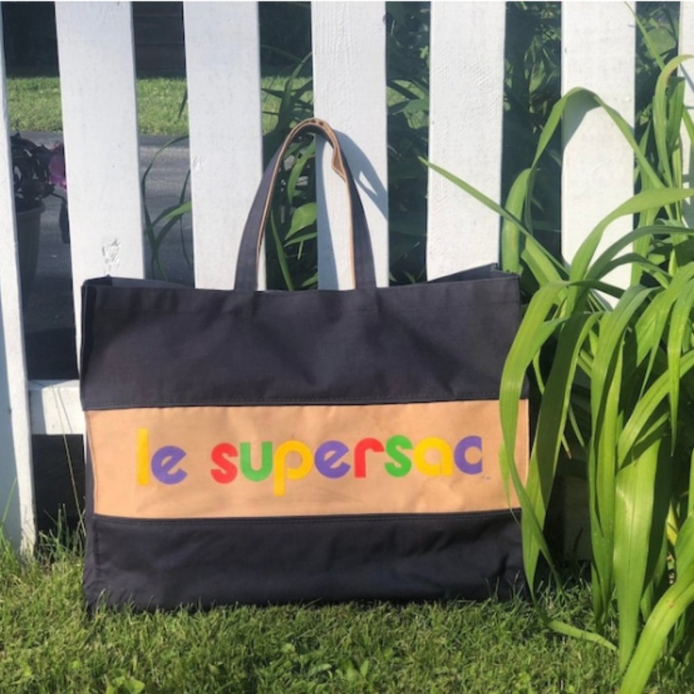 Vintage 1980's Le Supersac Rainbow Canvas Oversized Tote